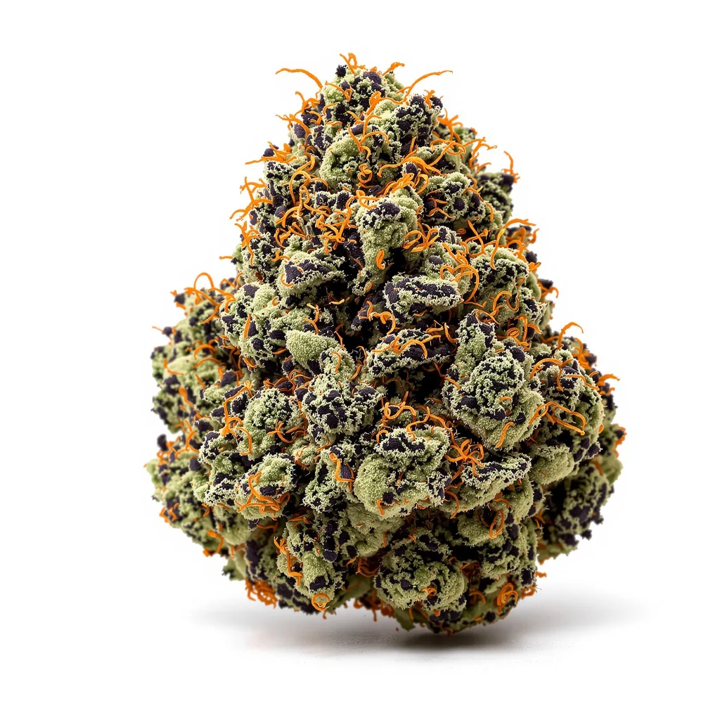 Critical Purple 70% indica / 30% sativa — flor con tricomas visibles