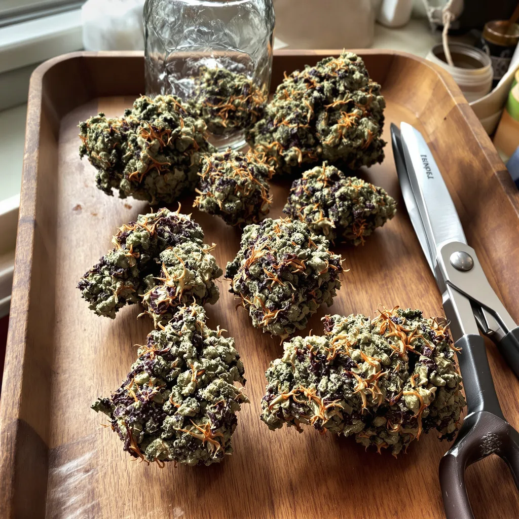 Crosswalker 77% indica / 23% sativa — flor con tricomas visibles