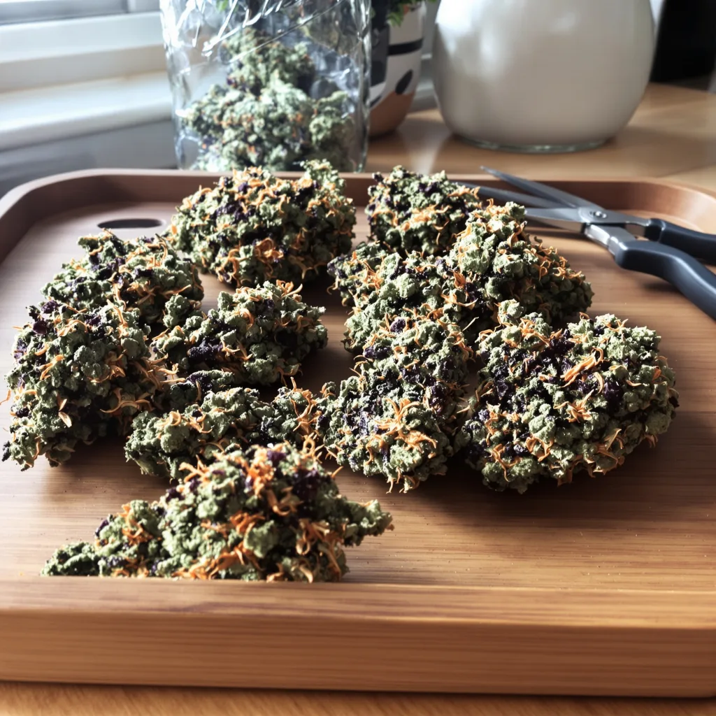 Crown OG 70% indica / 30% sativa — flor con tricomas visibles