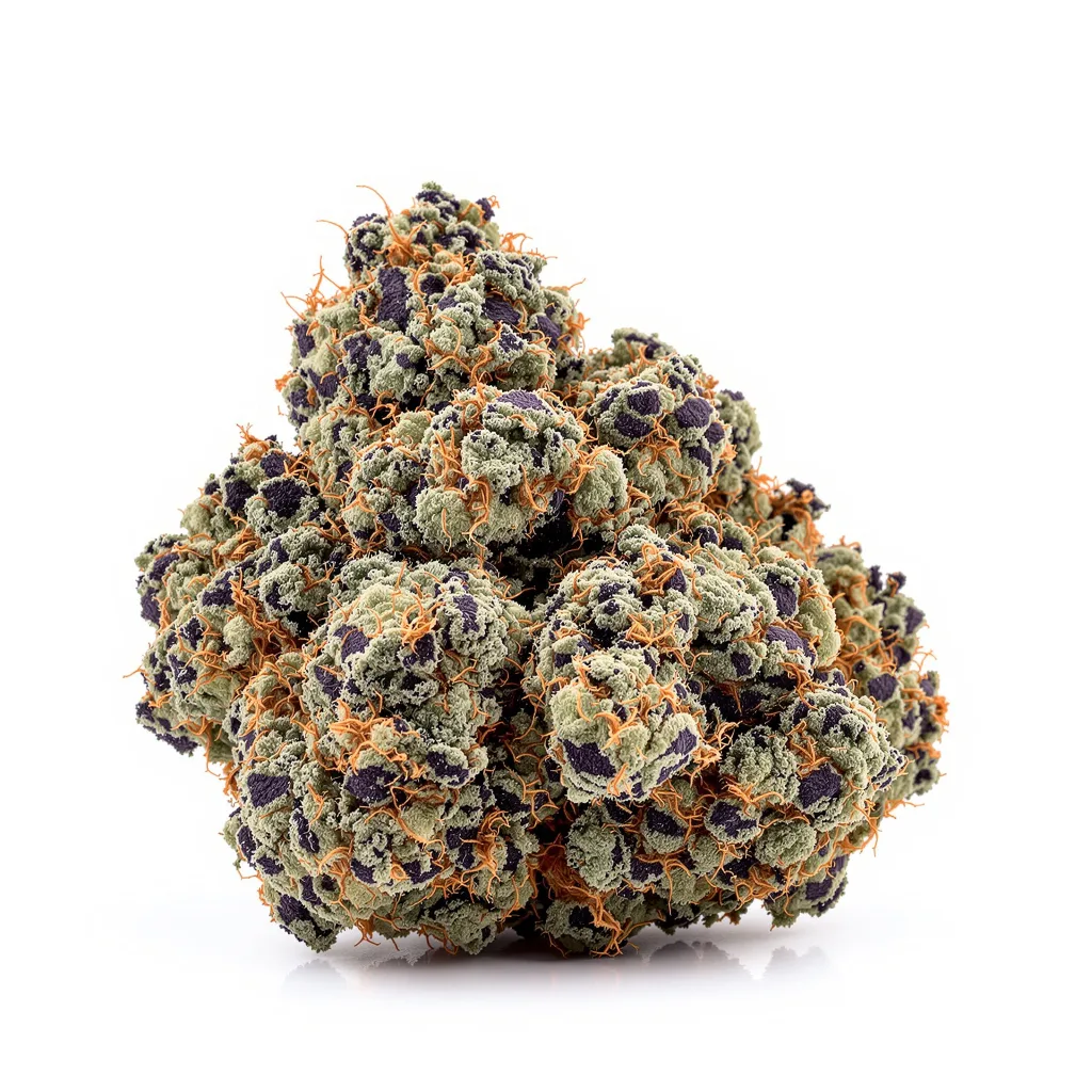Crown OG 70% indica / 30% sativa — flor con tricomas visibles