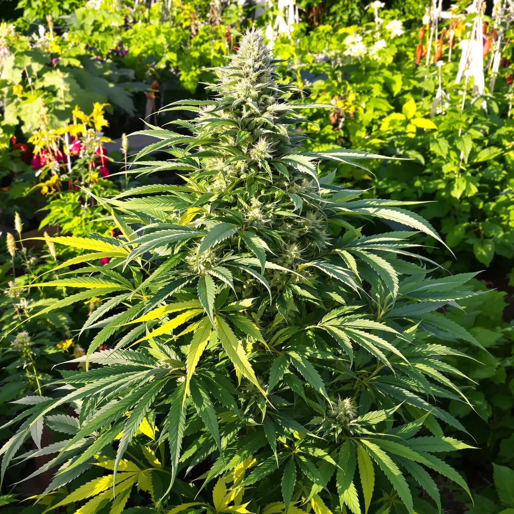 Crown OG 70% indica / 30% sativa — flor con tricomas visibles