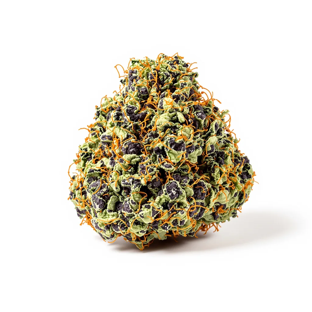 Crown OG 70% indica / 30% sativa — flor con tricomas visibles