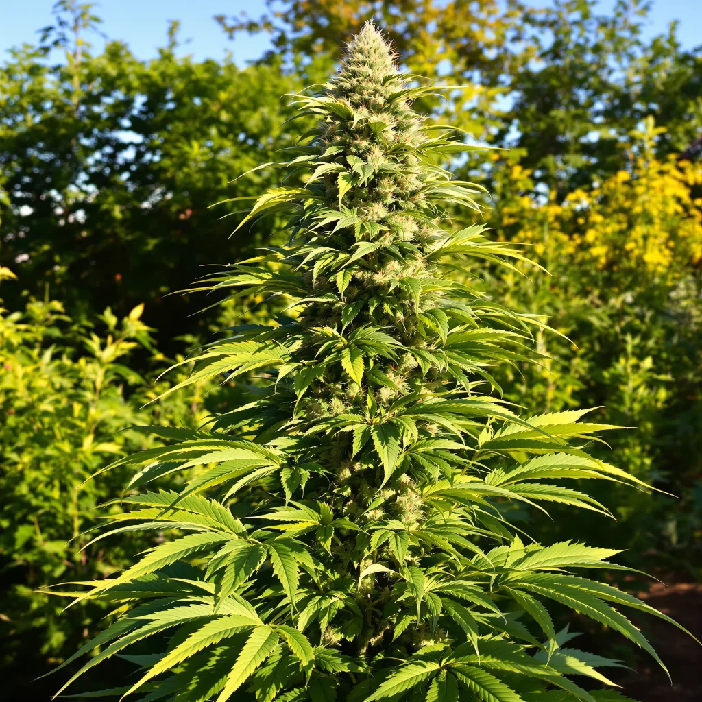 Crystal Coma 18% indica / 82% sativa — flor con tricomas visibles