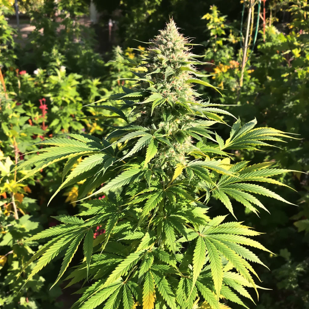 Crystal 66% indica / 34% sativa — flor con tricomas visibles