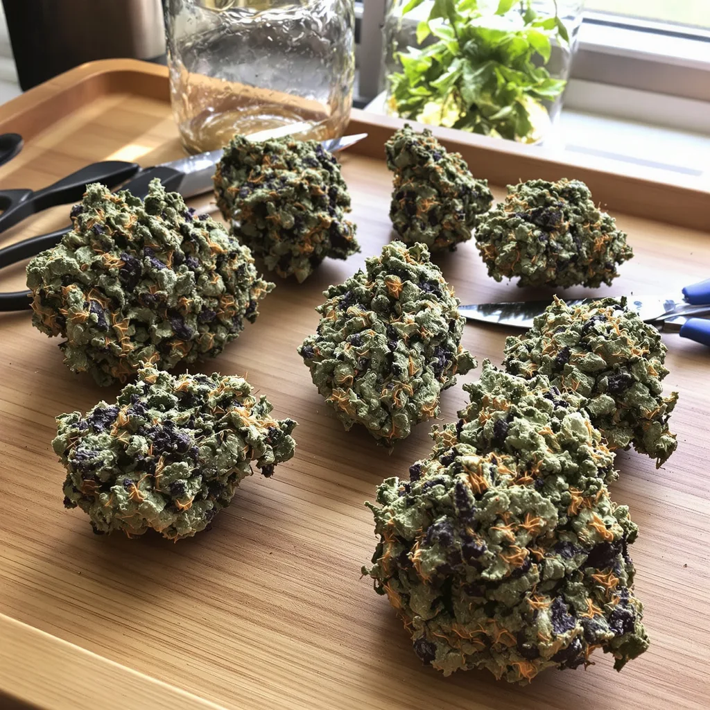 Cuvee 79% indica / 21% sativa — flor con tricomas visibles