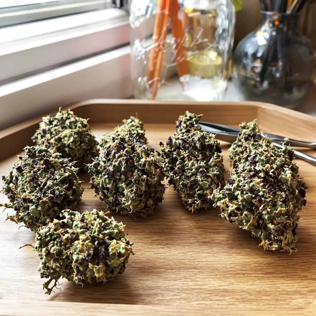 Dakini Kush 88% indica / 12% sativa — flor con tricomas visibles