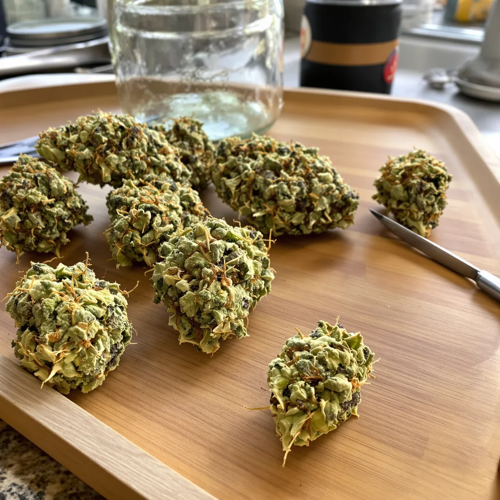 Damnesia 16% indica / 84% sativa — flor con tricomas visibles