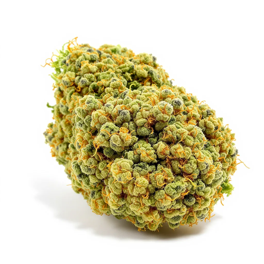Damnesia 16% indica / 84% sativa — flor con tricomas visibles