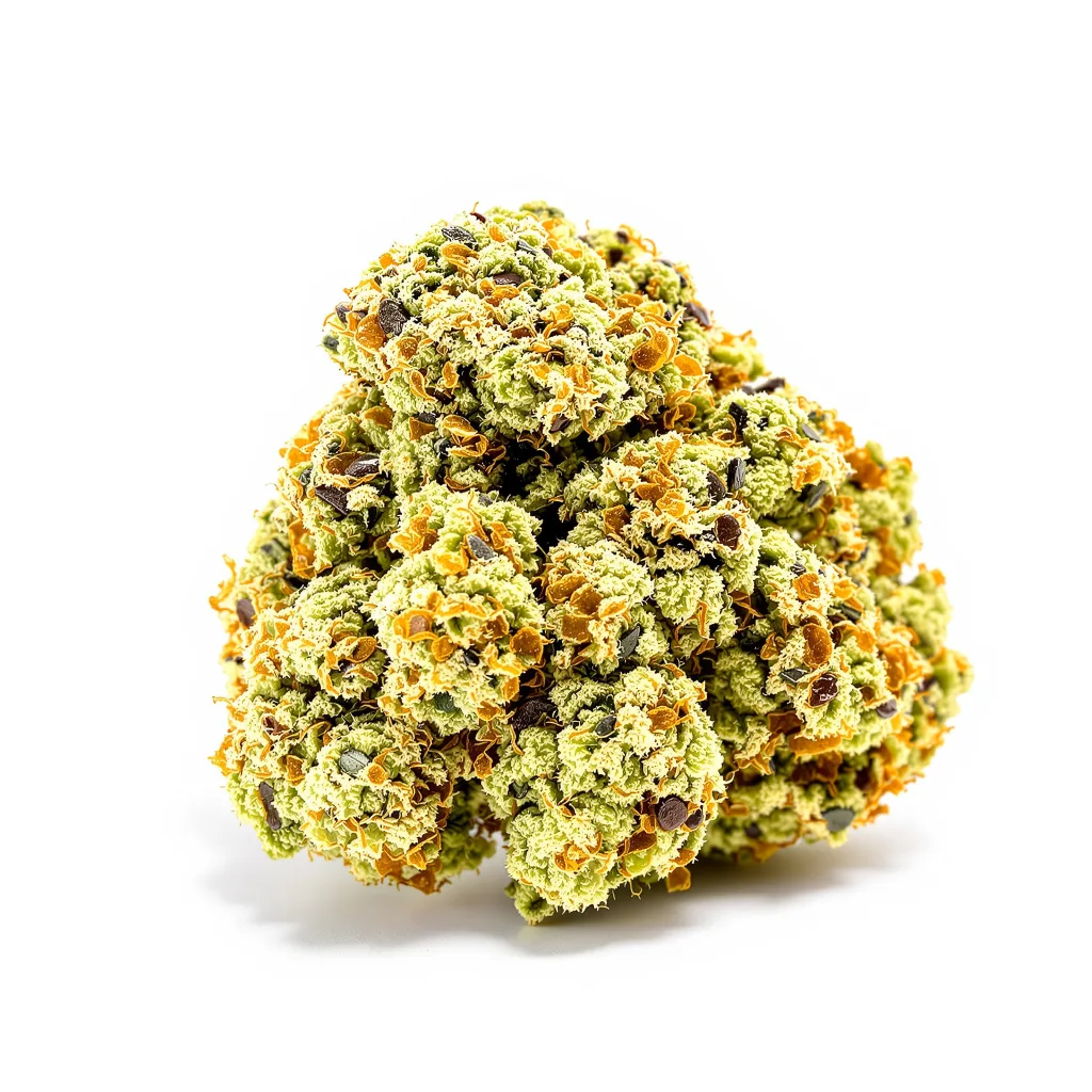 Dancehall CBD 46% indica / 54% sativa — flor con tricomas visibles