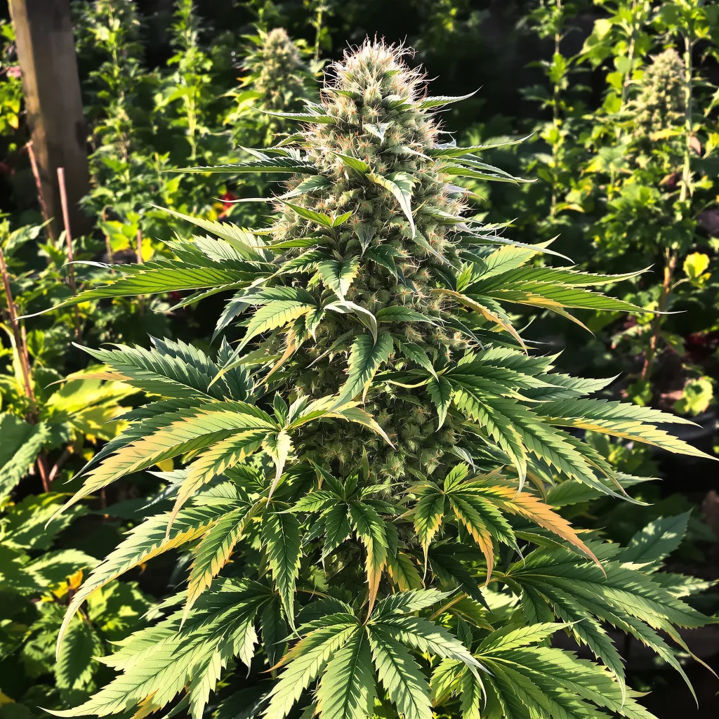 Dank Schrader 82% indica / 18% sativa — flor con tricomas visibles