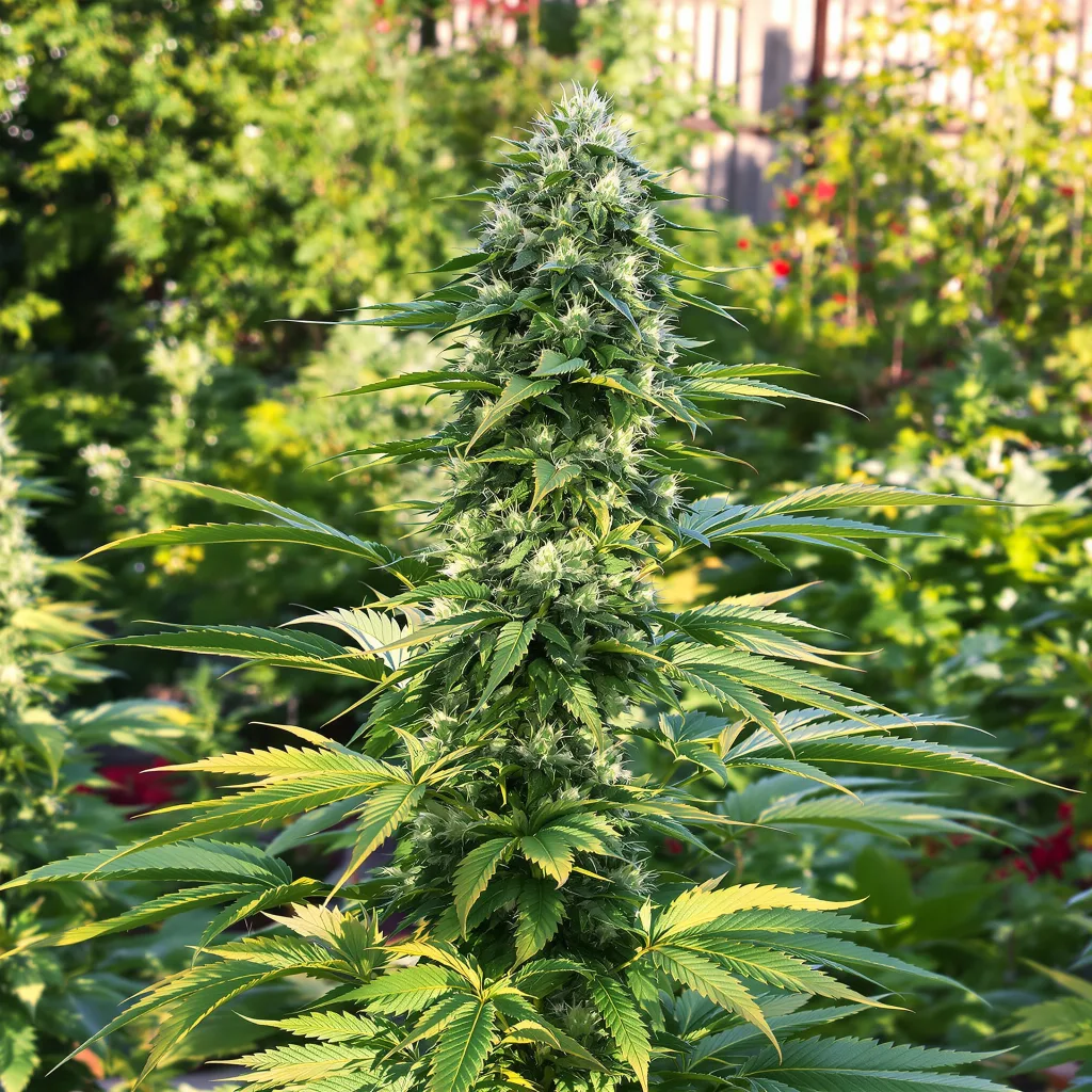 Dank Sinatra 52% indica / 48% sativa — flor con tricomas visibles