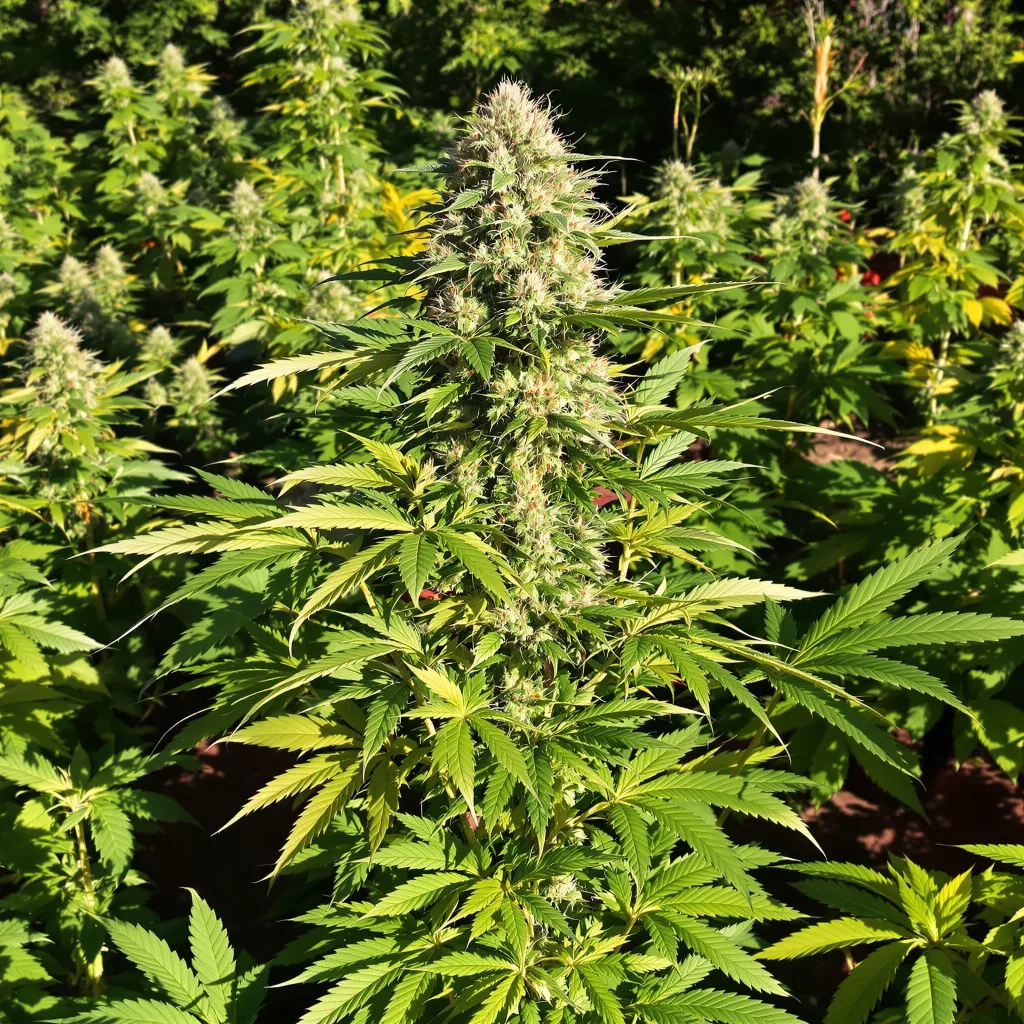 Dark Star 100% indica / 50% sativa — flor con tricomas visibles