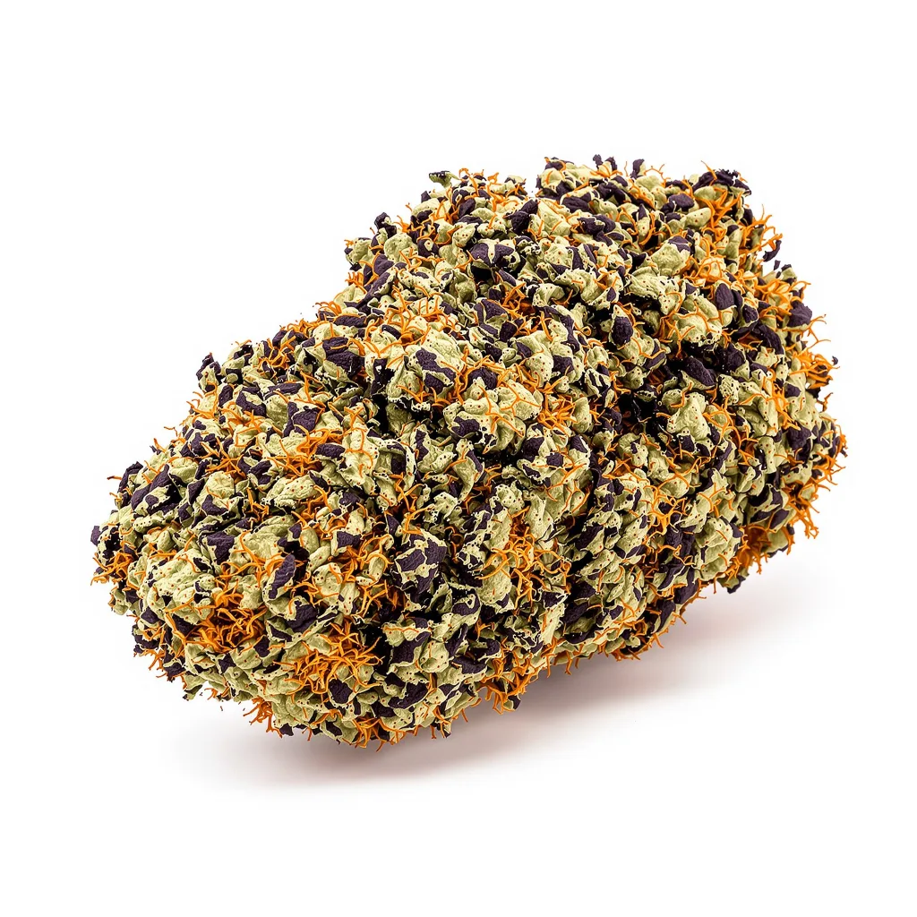 Dark Star 100% indica / 50% sativa — flor con tricomas visibles