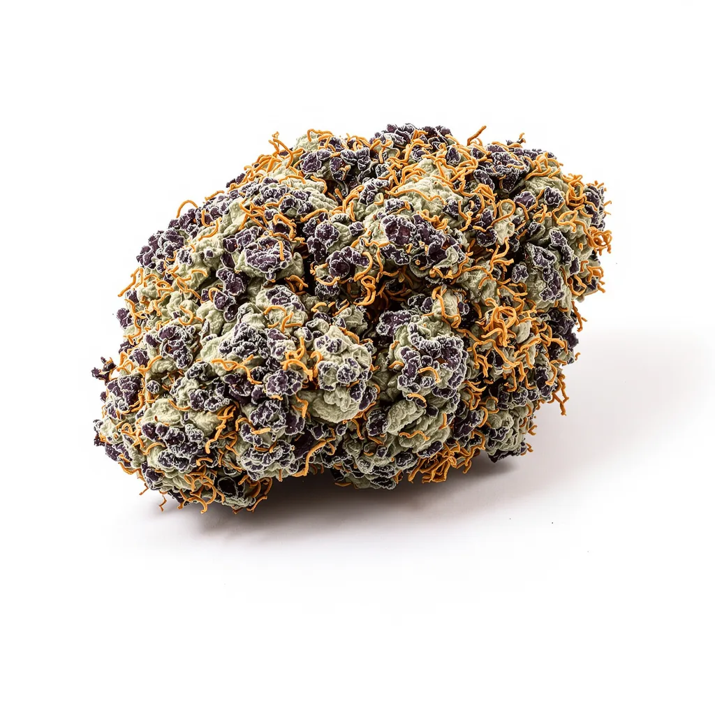 Darth Vader OG 75% indica / 25% sativa — flor con tricomas visibles