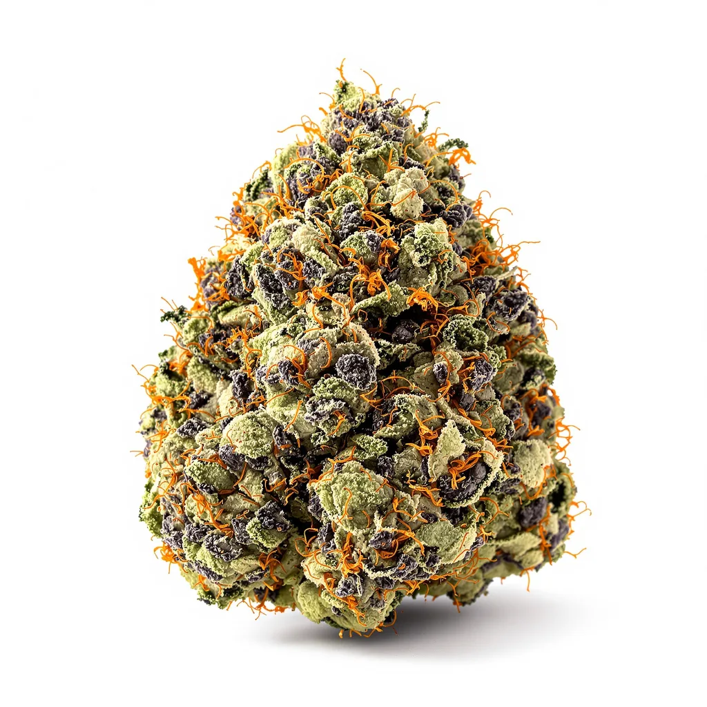Death Bubba 70% indica / 30% sativa — flor con tricomas visibles