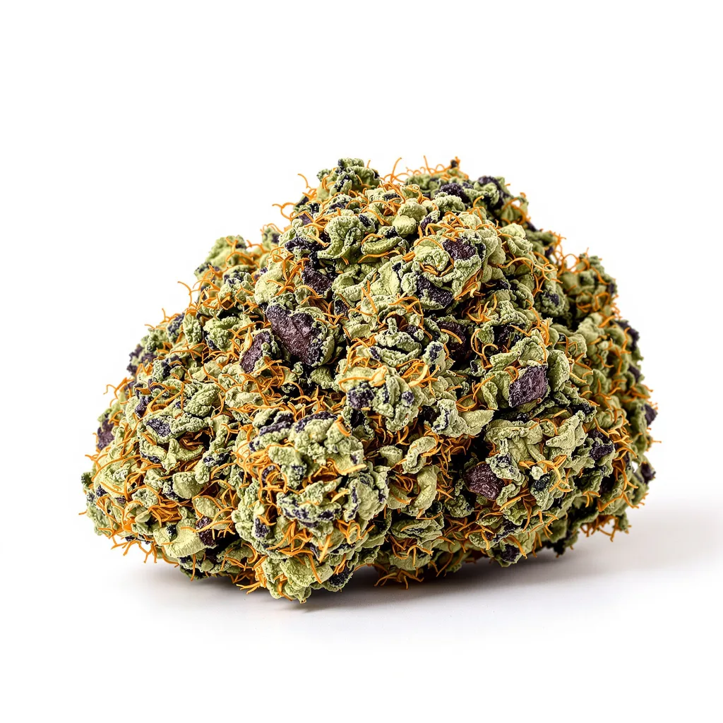 Death Bubba 70% indica / 30% sativa — flor con tricomas visibles