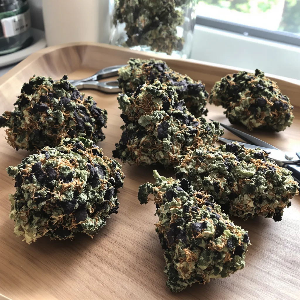 Death Star 70% indica / 30% sativa — flor con tricomas visibles