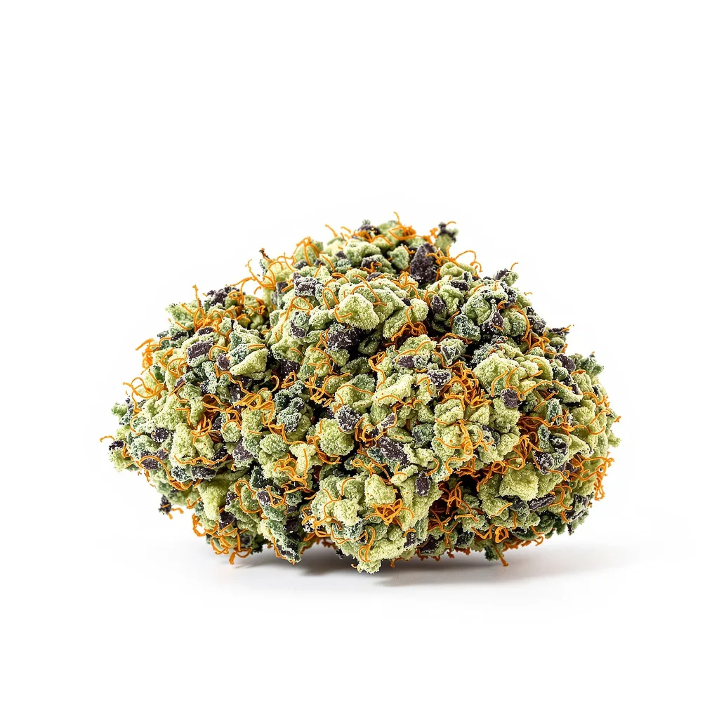 Death Star OG 60% indica / 30% sativa — flor con tricomas visibles