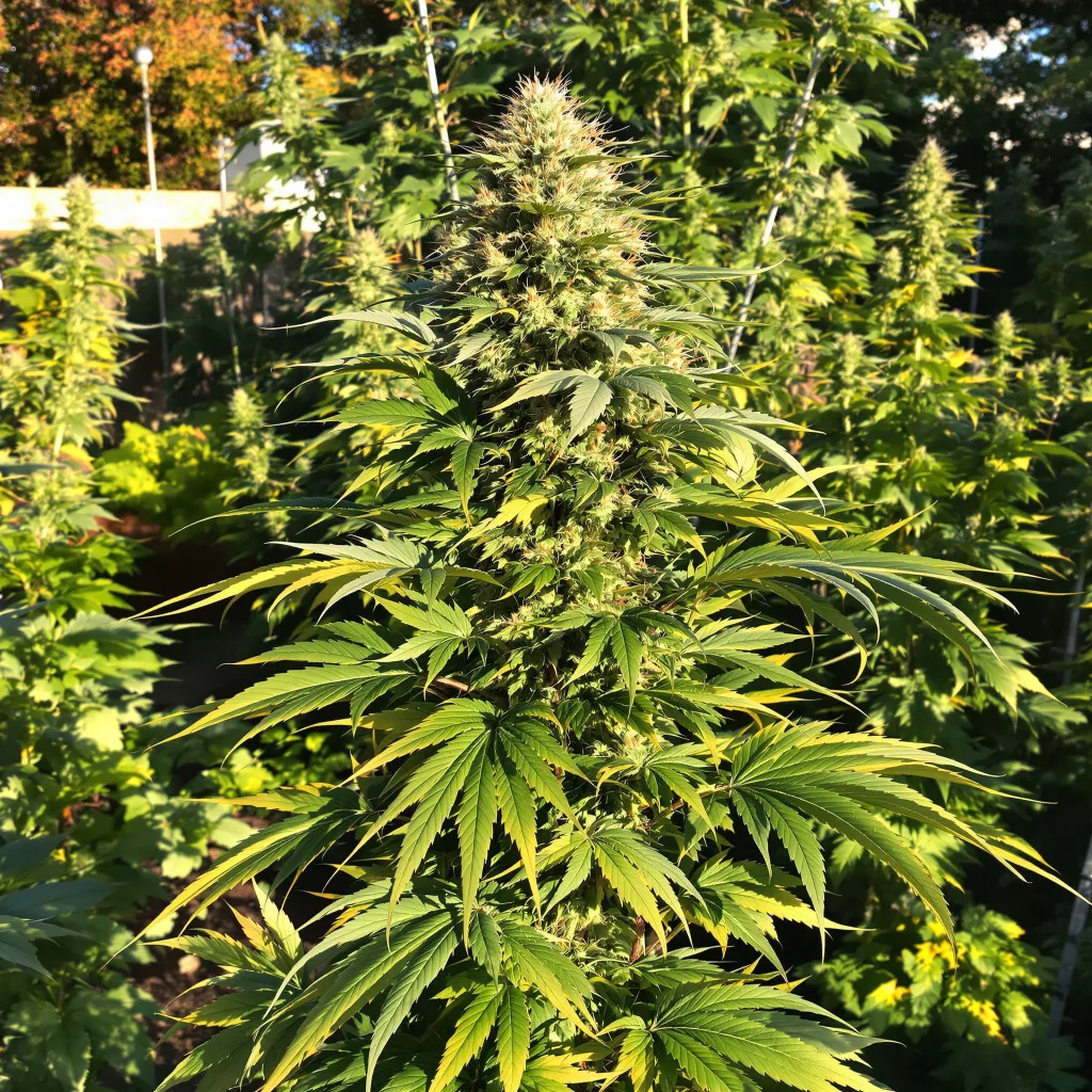Diablo 40% indica / 50% sativa — flor con tricomas visibles