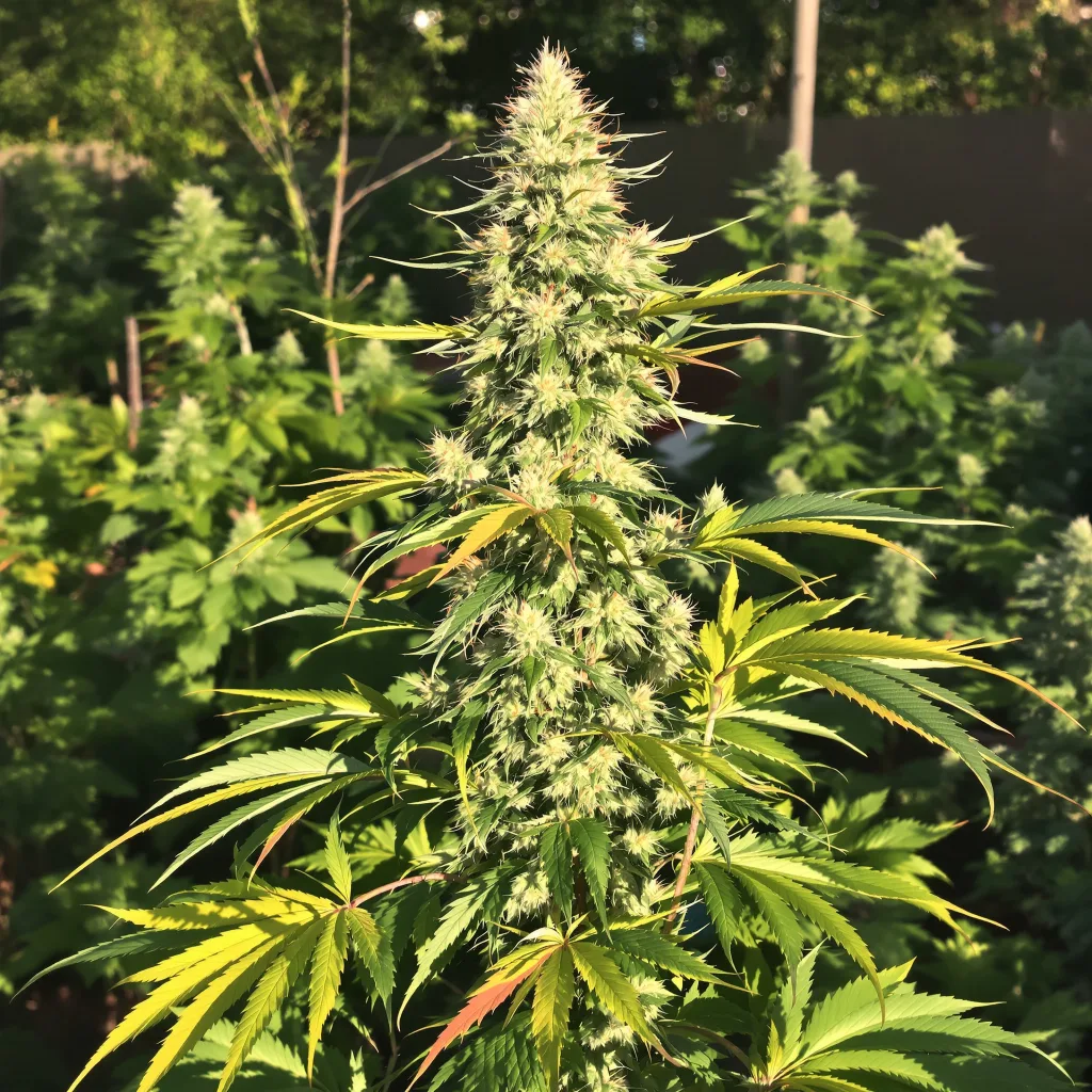 Diamond Valley Kush 46% indica / 54% sativa — flor con tricomas visibles