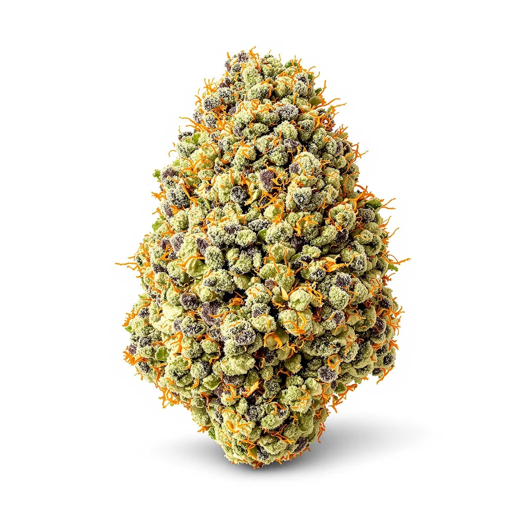 Diamond Valley Kush 46% indica / 54% sativa — flor con tricomas visibles