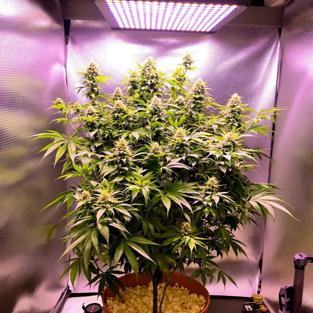 Planta de cannabis Dinachem en fase de floración — 60-100 cm autofloración