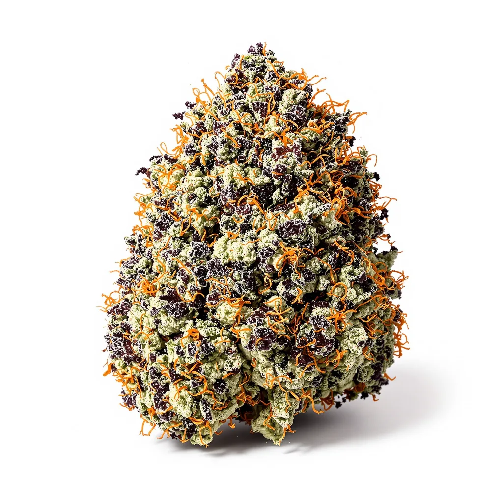Dinachem 67% indica / 33% sativa — flor con tricomas visibles