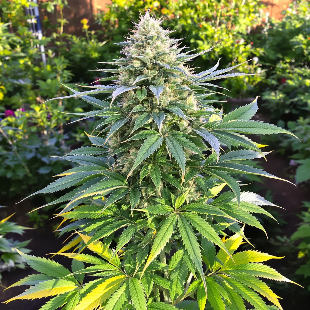 Dinachem 67% indica / 33% sativa — flor con tricomas visibles