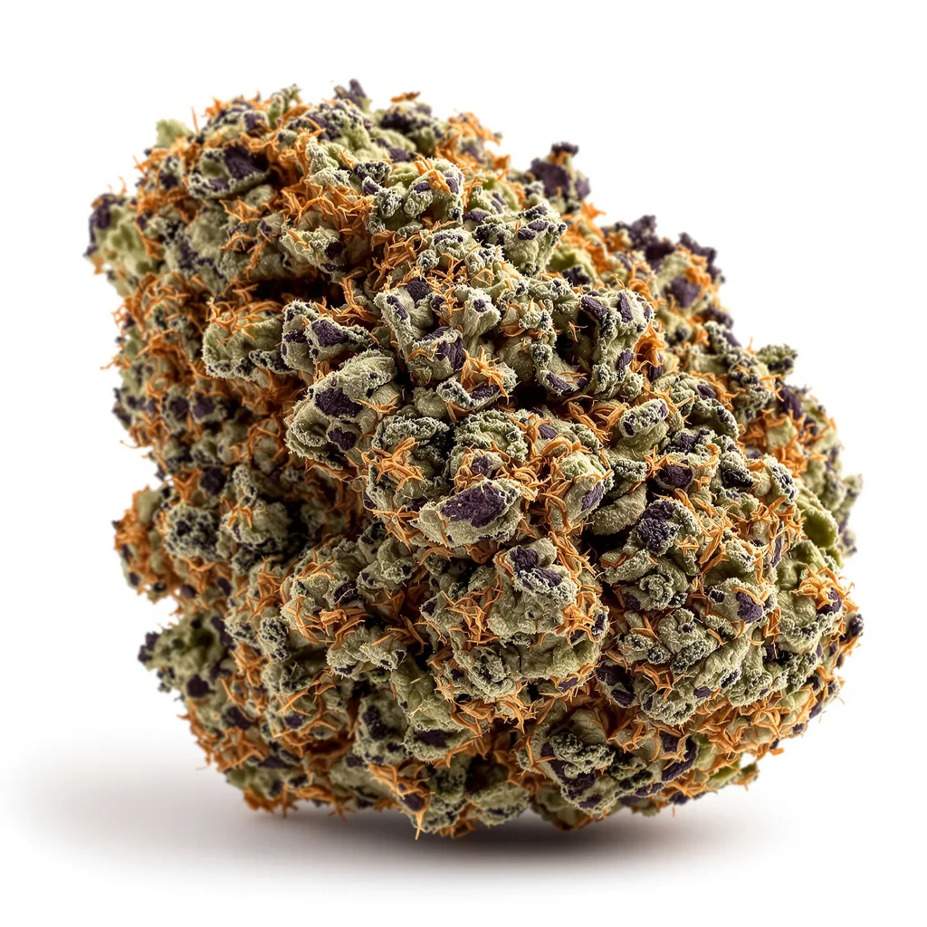 Dinachem 67% indica / 33% sativa — flor con tricomas visibles