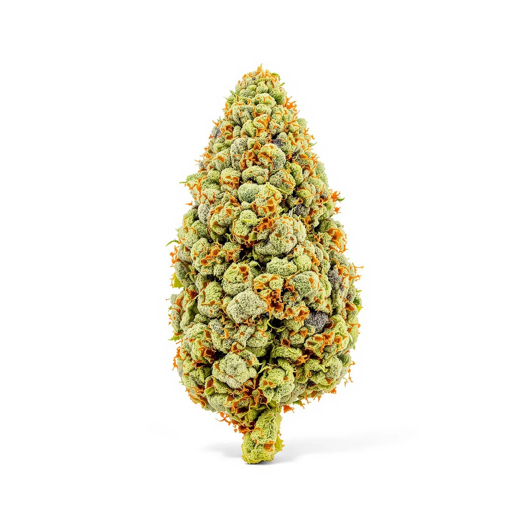 Divine CBD 43% indica / 57% sativa — flor con tricomas visibles
