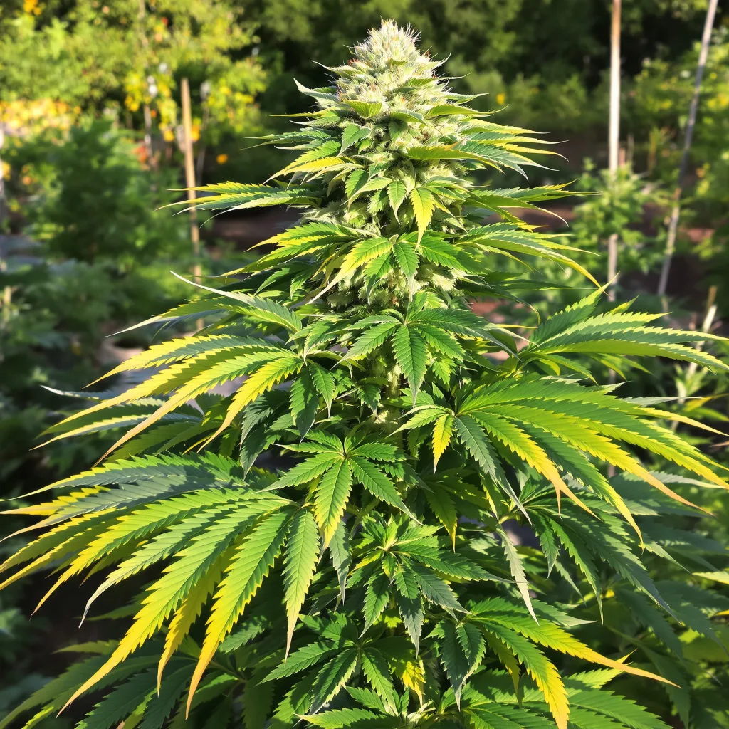DJ Short Blueberry 80% indica / 20% sativa — flor con tricomas visibles