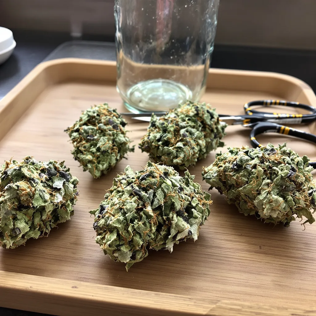 Do-Si-Dos 50% indica / 40% sativa — flor con tricomas visibles