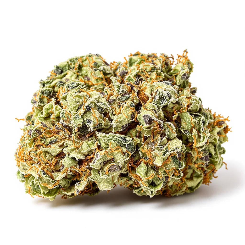 Do-Si-Dos 50% indica / 40% sativa — flor con tricomas visibles