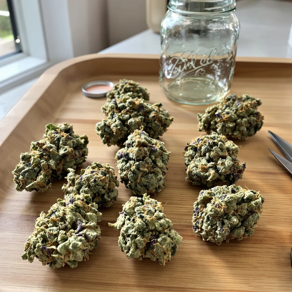 Do-Si-Dos 50% indica / 40% sativa — flor con tricomas visibles