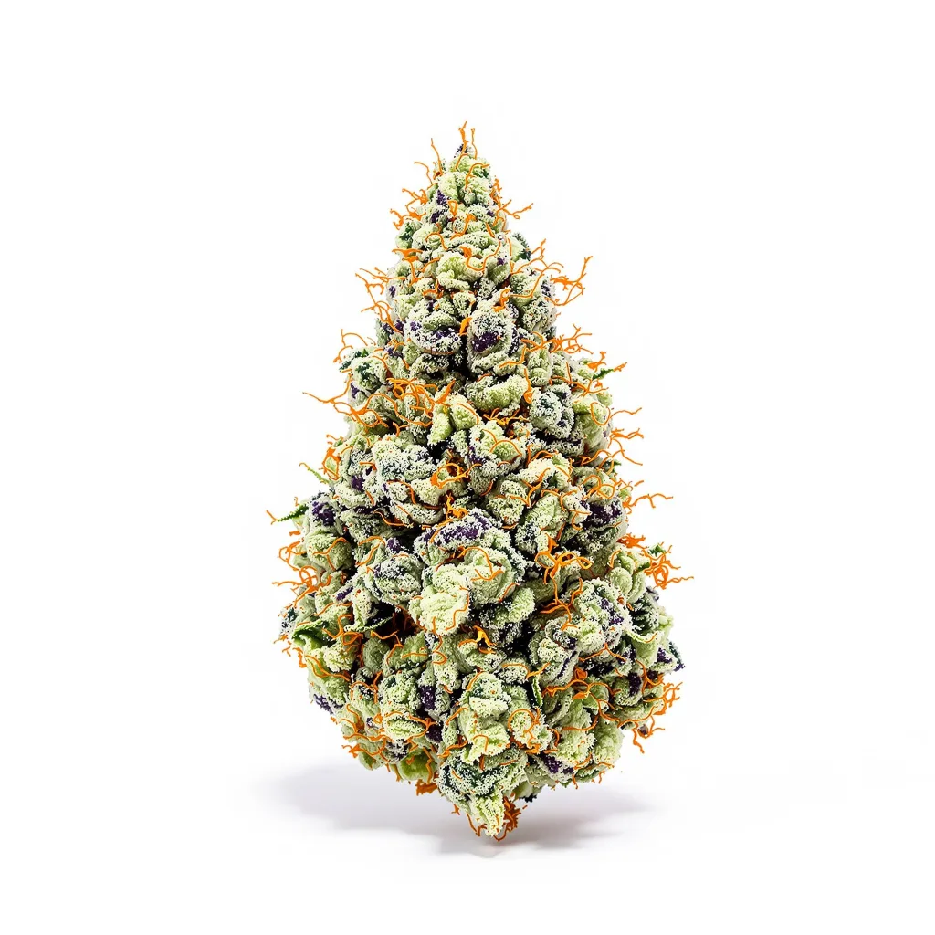 Do-Si-Dos 50% indica / 40% sativa — flor con tricomas visibles