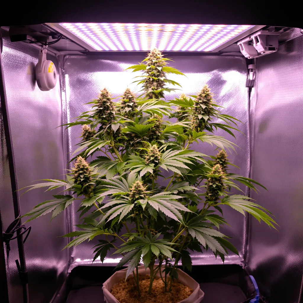 Planta de cannabis Dogwalker OG en fase de floración — 60-100 cm autofloración