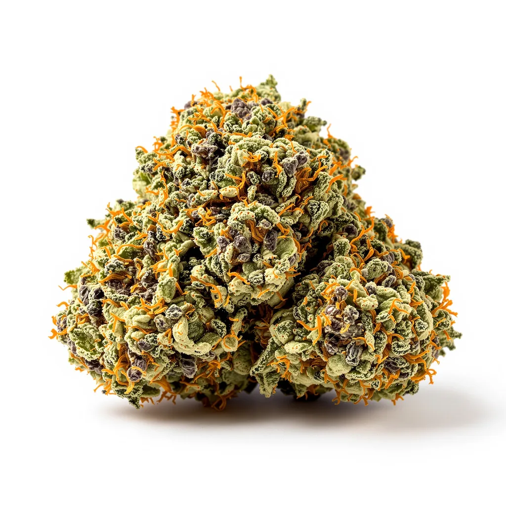 Dogwalker OG 78% indica / 22% sativa — flor con tricomas visibles