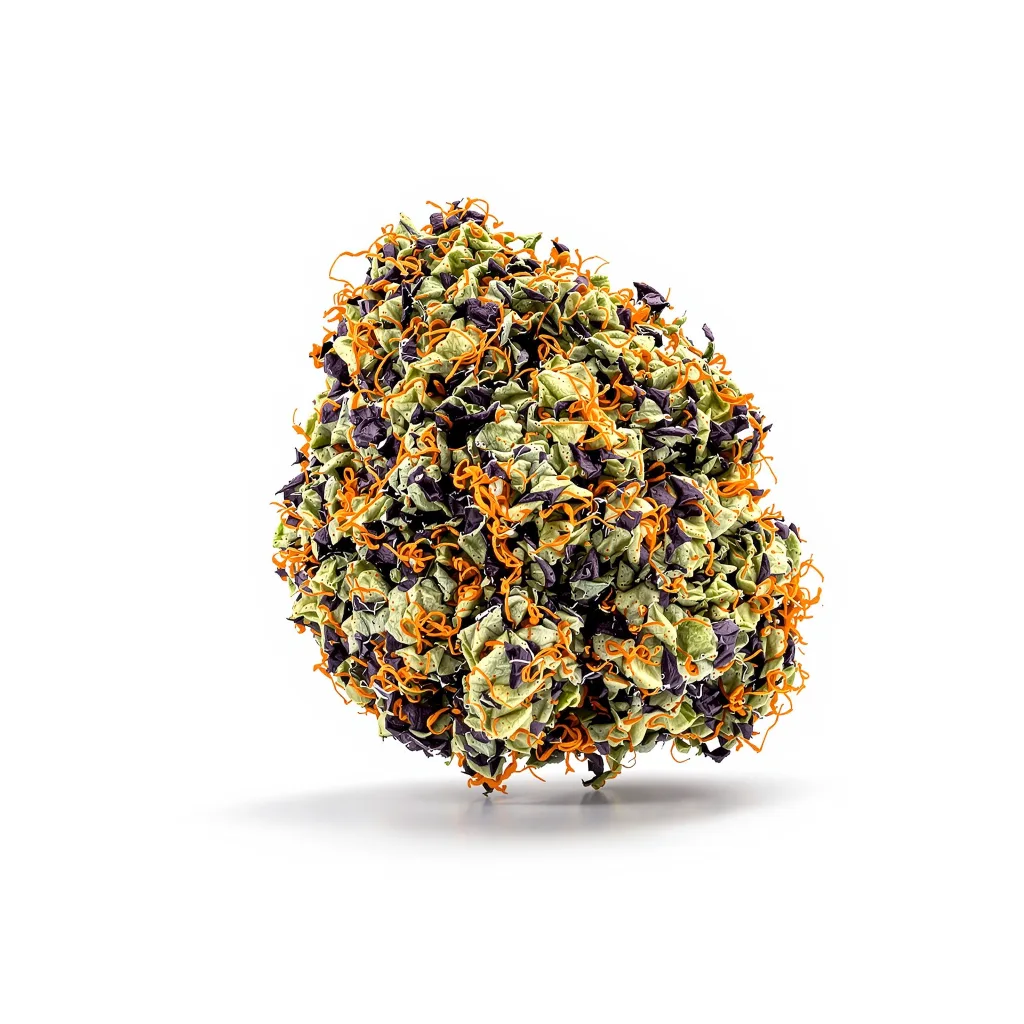 Dogwalker OG 78% indica / 22% sativa — flor con tricomas visibles