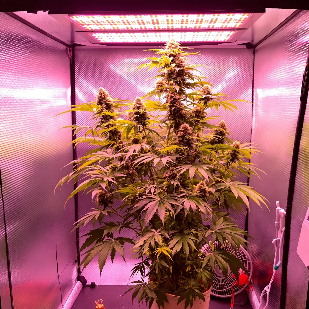 Planta de cannabis Domino en fase de floración — 150-200 cm feminizada