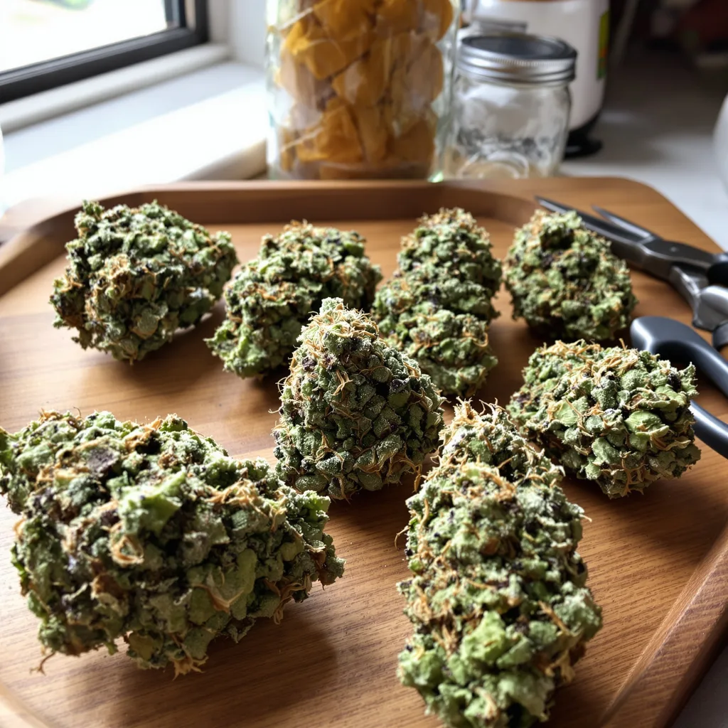 Donna OG 50% indica / 50% sativa — flor con tricomas visibles