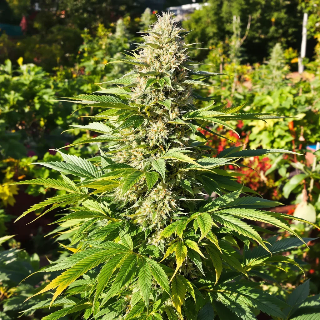 Double Bubble 45% indica / 55% sativa — flor con tricomas visibles
