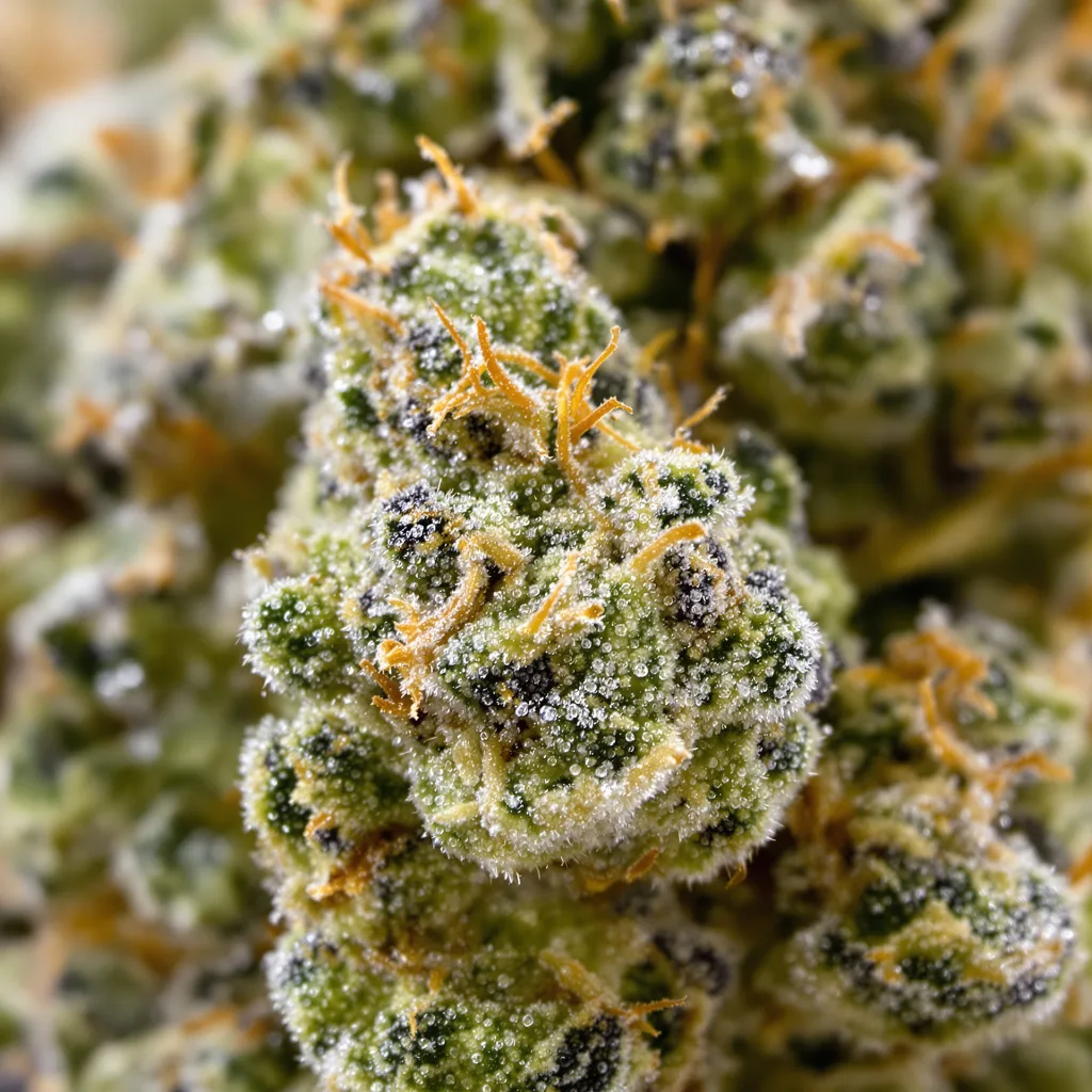 Primer plano de cogollo de cannabis Double Dream mostrando estructura aireada verde lima