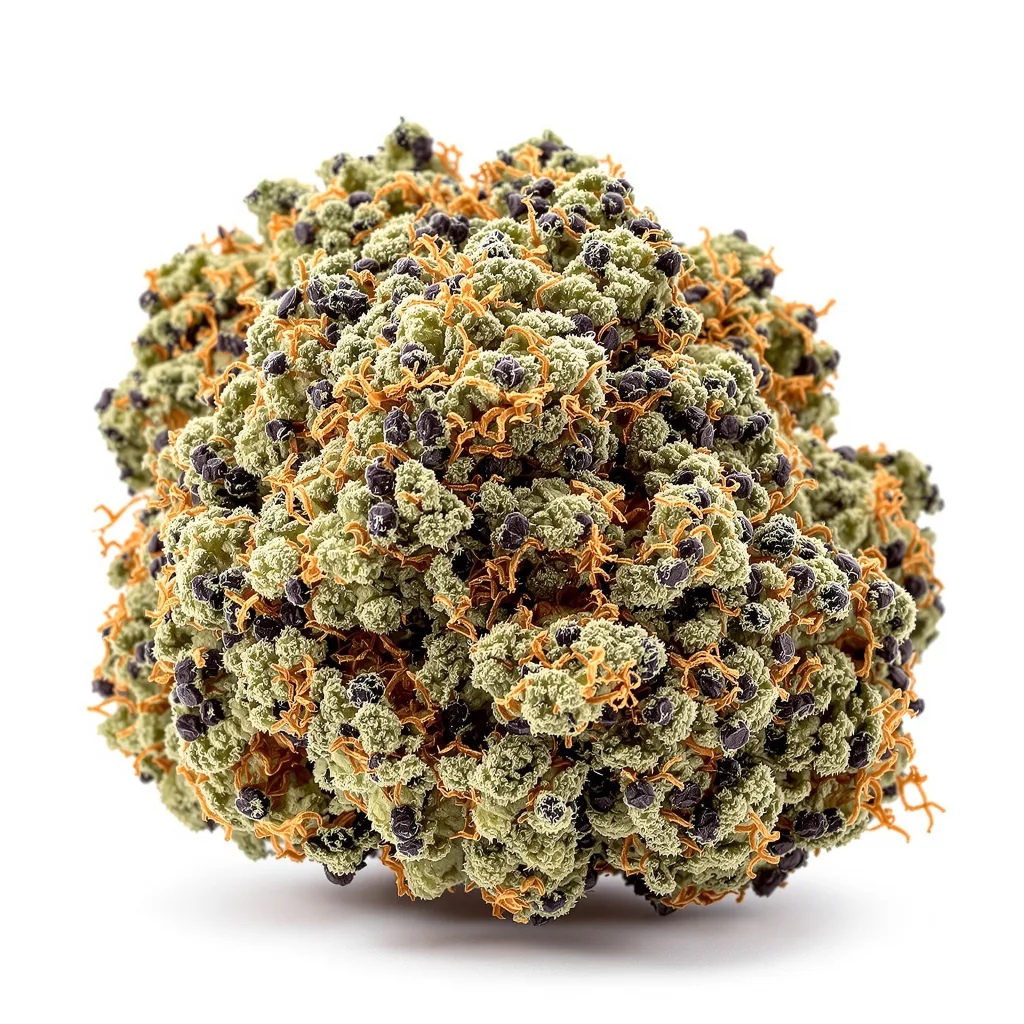 Double OG 85% indica / 15% sativa — flor con tricomas visibles