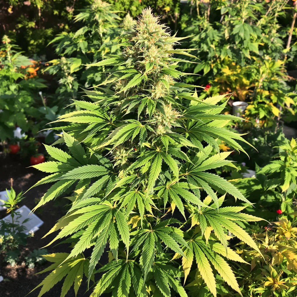 Double Tangie Banana 78% indica / 22% sativa — flor con tricomas visibles