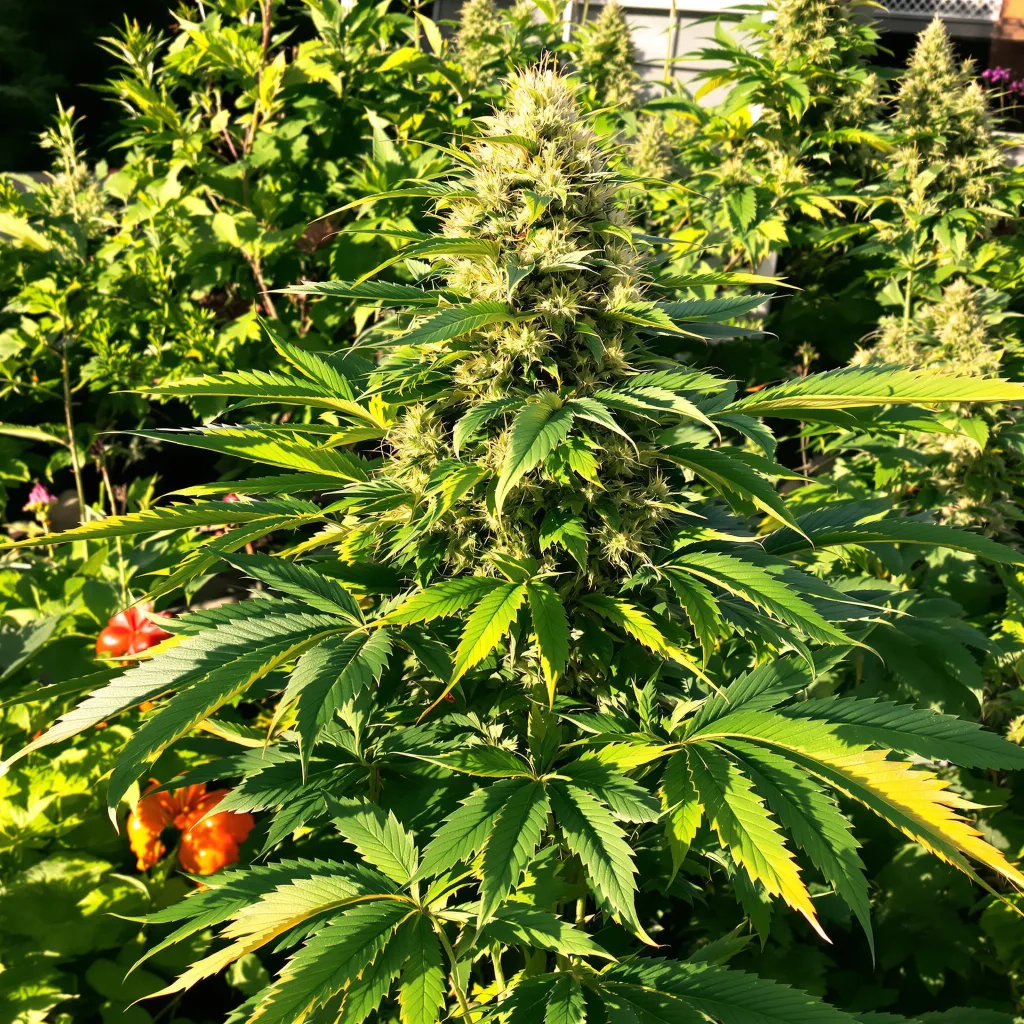 Dr. Funk 72% indica / 28% sativa — flor con tricomas visibles
