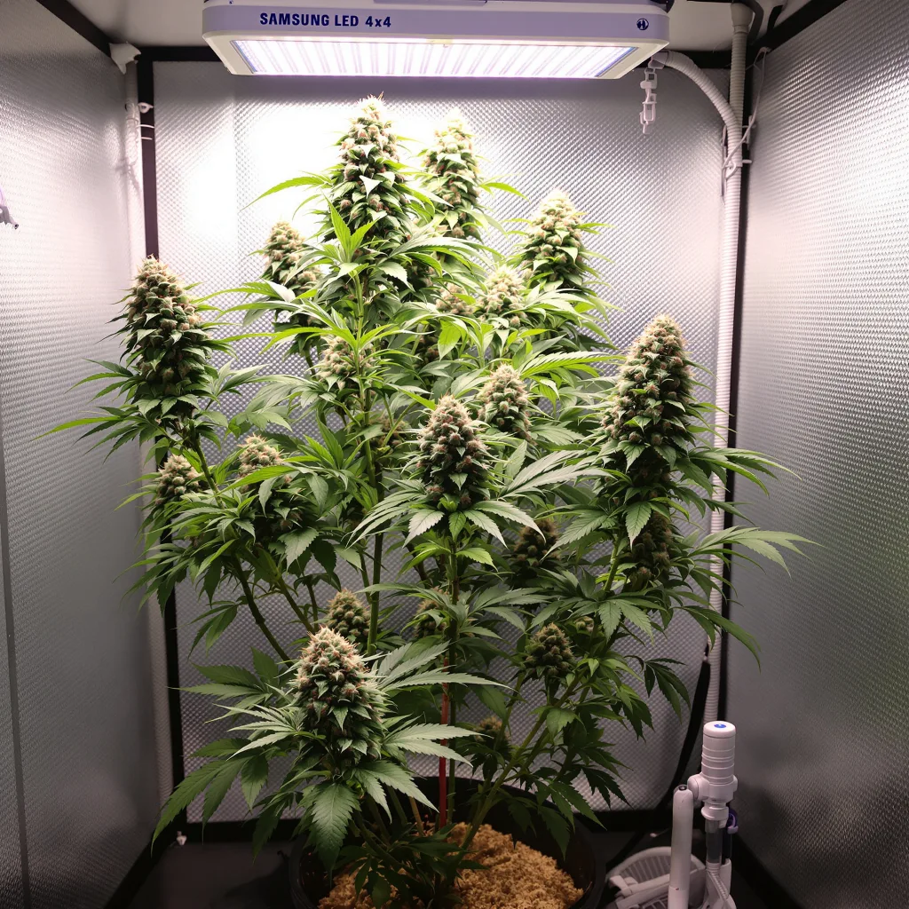 Planta de cannabis Dragon's Breath en fase de floración — 60-100 cm autofloración