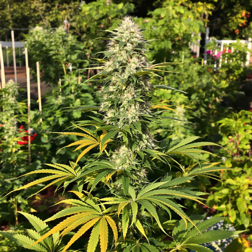 Dragon's Breath 50% indica / 50% sativa — flor con tricomas visibles