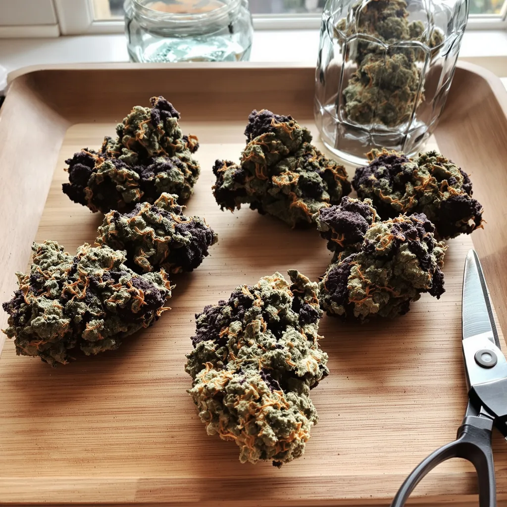 Dream Queen 76% indica / 24% sativa — flor con tricomas visibles