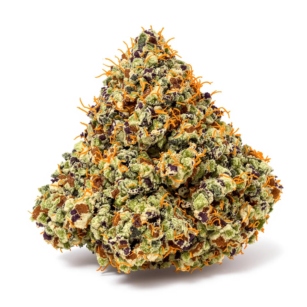 Dream Queen 76% indica / 24% sativa — flor con tricomas visibles