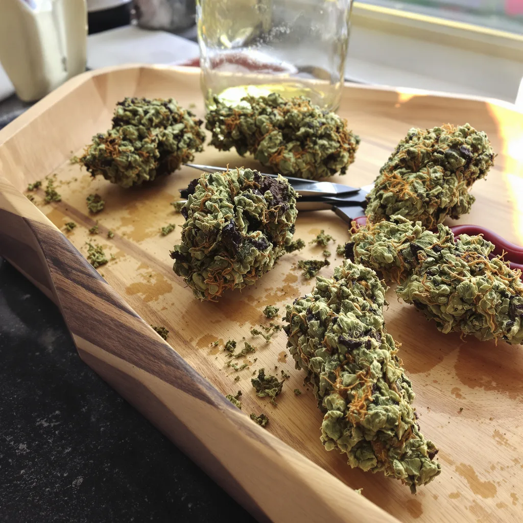 Dream Queen 76% indica / 24% sativa — flor con tricomas visibles
